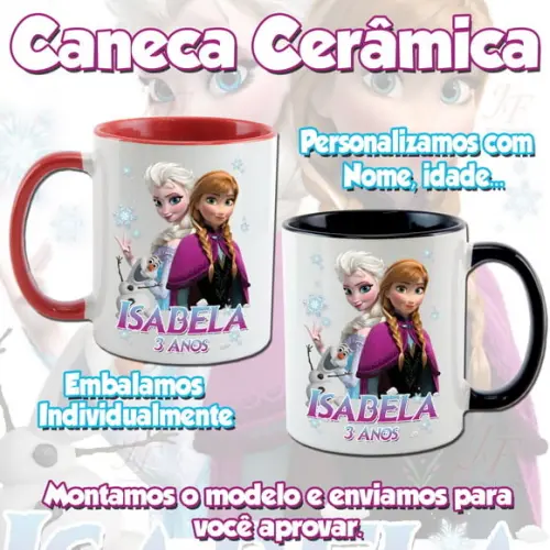 01 Caneca Cerâmica Personalizada Frozen