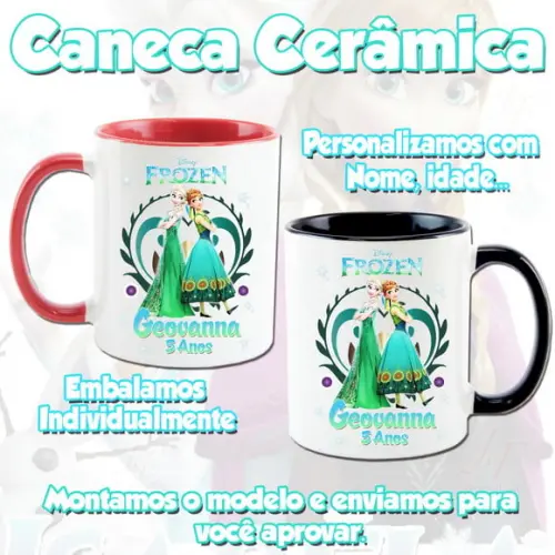 01 Caneca Cerâmica Personalizada Frozen