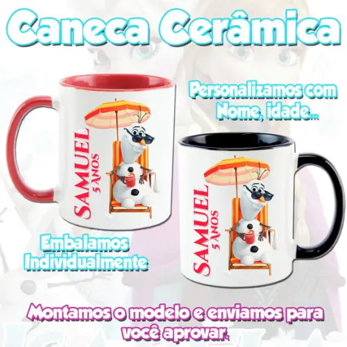 01 Caneca Cerâmica Personalizada Frozen