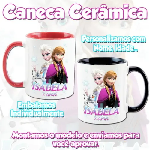 01 Caneca Cerâmica Personalizada Frozen