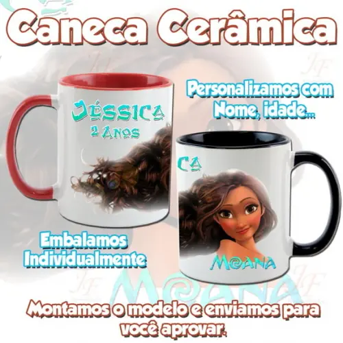 01 Caneca Cerâmica Personalizada Moana