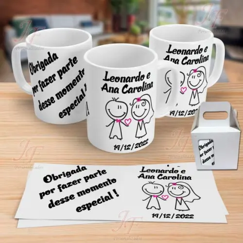 01 Caneca Cerâmica Personalizada Noivos Chá de Panela