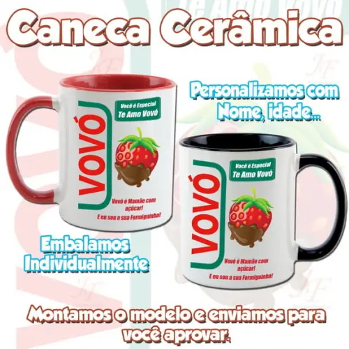 01 Caneca Cerâmica Personalizada Vovó Vovô
