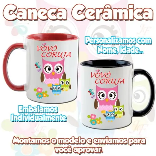 01 Caneca Cerâmica Personalizada Vovó Vovô