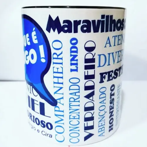 01 Caneca em Cerâmica 350 ml Personalizada Amiga Amigo