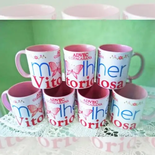 01 Caneca em Cerâmica 350 ml Personalizada Mulher Vitoriosa