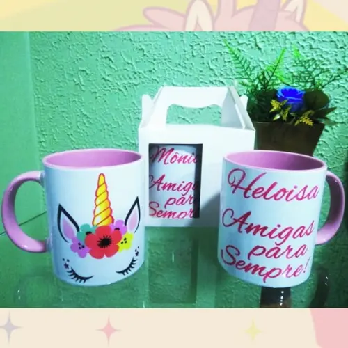 01 Caneca em Cerâmica 350 ml Personalizada Unicórnio