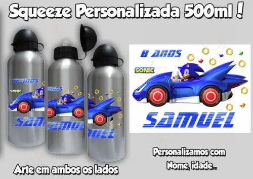 01 Squeeze Garrafinha Alumínio 500 ml Personalizada Sonic