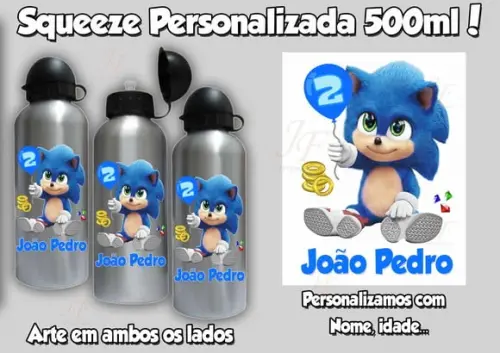 01 Squeeze Garrafinha Alumínio 500 ml Personalizada Sonic