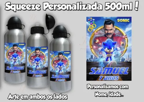 01 Squeeze Garrafinha Alumínio 500 ml Personalizada Sonic