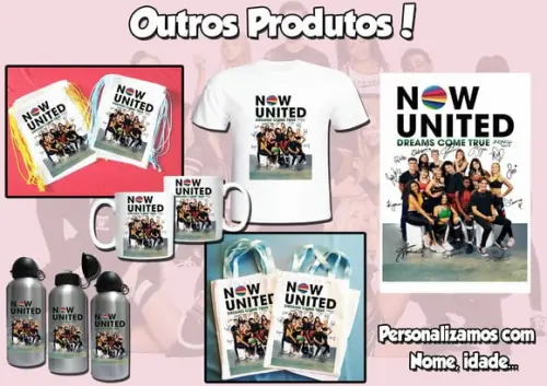 01 Squeeze Garrafinha Personalizada 500 ml Now United