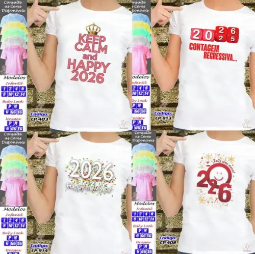 02 Camisetas Personalizadas Reveillon Feliz Ano Novo