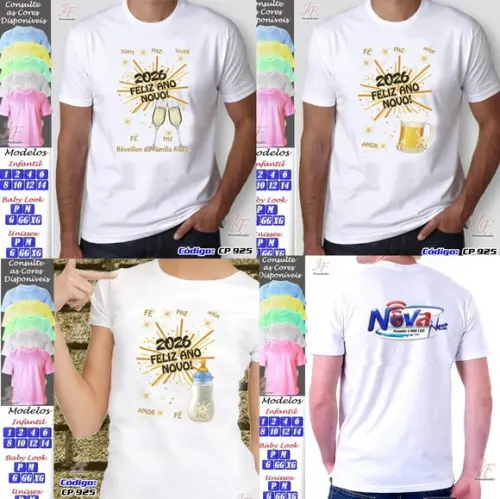 08 Camisetas Personalizadas Feliz Natal Reveillon Ano Novo
