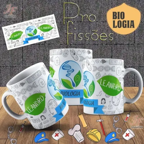 10 Canecas Cerâmica 350 ml Personalizada Curso Biologia
