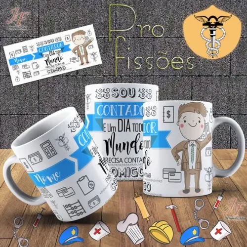 10 Canecas Cerâmica 350 ml Personalizada Curso Contabilidade