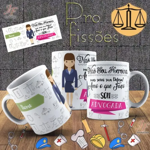 10 Canecas Cerâmica 350 ml Personalizada Curso Direito