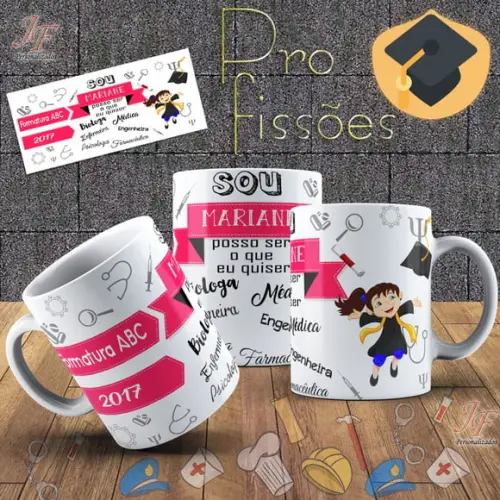 10 Canecas Cerâmica 350 ml Personalizada Formandos