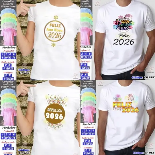 16 Camisetas Personalizadas Feliz Natal Reveillon Ano Novo