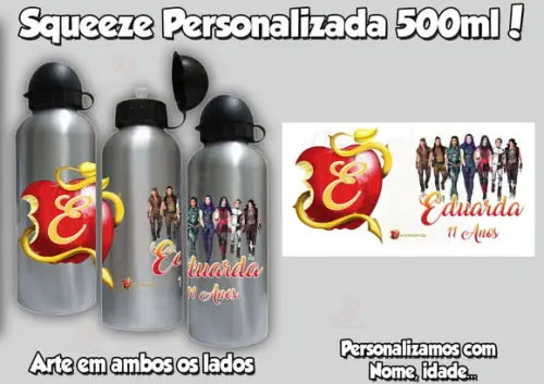 40 Garrafas Alumínio Descendentes Personalizadas 500 ml