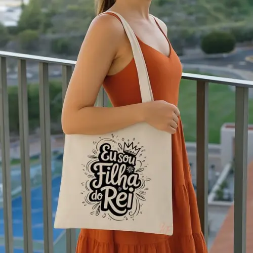 Bolsa Ecobag Algodão Cru Frases Cristãs 35 x 40cm