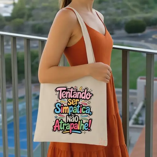 Bolsa Ecobag Algodão Cru Frases Motivacionais 30 x 30 cm