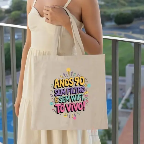 Bolsa Ecobag Algodão Cru Frases Motivacionais 40 x 40cm