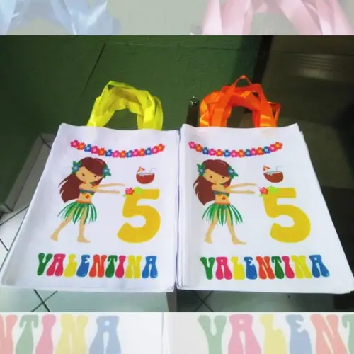 Bolsinha Ecobag Personalizada Festa Tropical Hula Hula Luau