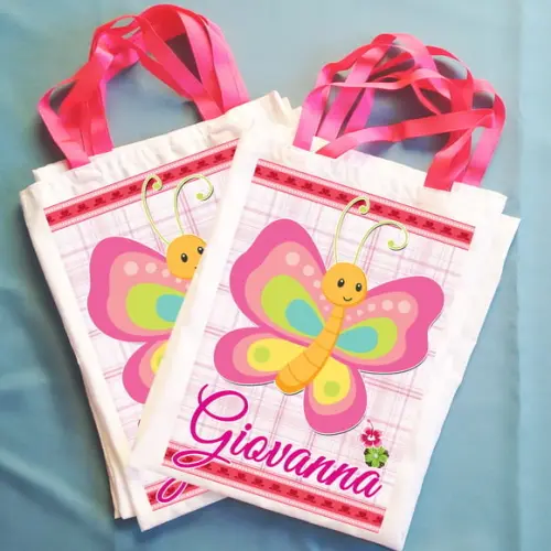 Bolsinha Ecobag Personalizada Flores Jardim das Borboletas