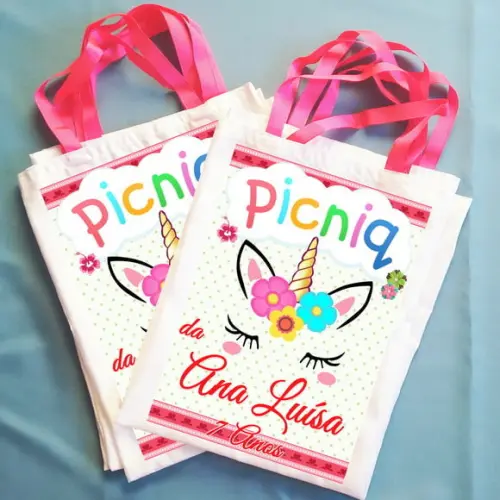 Bolsinha Ecobag Personalizada Picnic Piquenique na Floresta