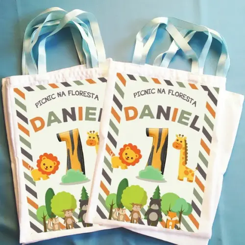 Bolsinha Ecobag Personalizada Picnic Piquenique na Floresta