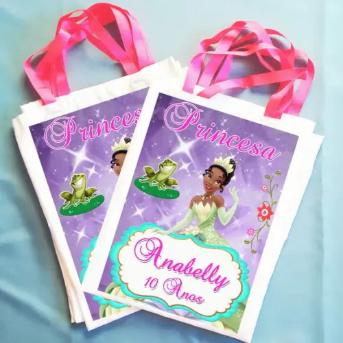 Bolsinha Ecobag Sacolinha Personalizada A Princesa e o Sapo