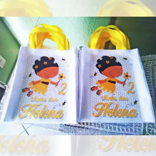 Bolsinha Ecobag Sacolinha Personalizada Abelhinha