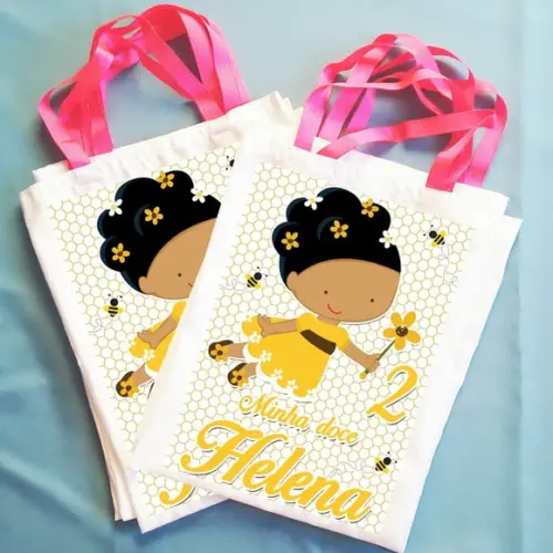 Bolsinha Ecobag Sacolinha Personalizada Abelhinha