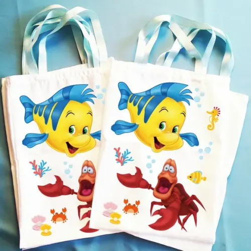 Bolsinha Ecobag Sacolinha Personalizada Ariel Pequena Sereia