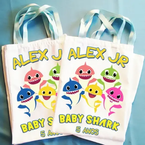 Bolsinha Ecobag Sacolinha Personalizada Baby Shark