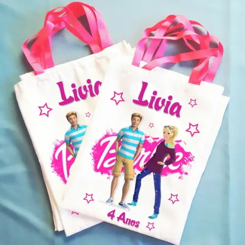 Bolsinha Ecobag Sacolinha Personalizada Barbie