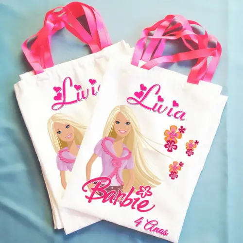 Bolsinha Ecobag Sacolinha Personalizada Barbie