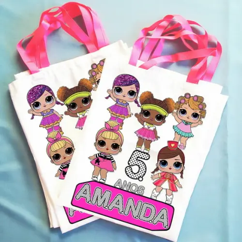 Bolsinha Ecobag Sacolinha Personalizada Boneca Lol Surprise