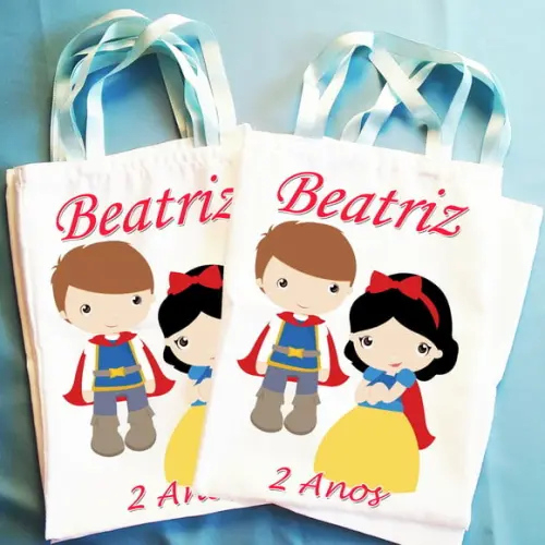 Bolsinha Ecobag Sacolinha Personalizada Branca de Neve