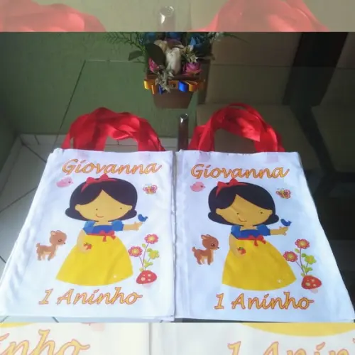 Bolsinha Ecobag Sacolinha Personalizada Branca de Neve