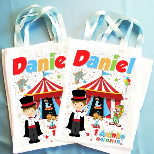Bolsinha Ecobag Sacolinha Personalizada Circo