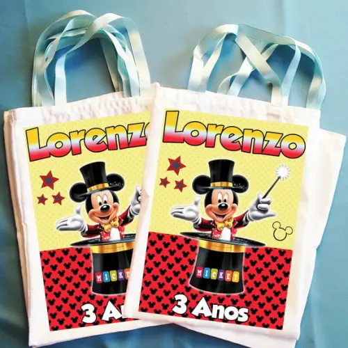 Bolsinha Ecobag Sacolinha Personalizada Circo do Mickey