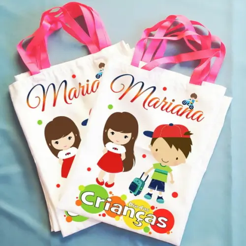 Bolsinha Ecobag Sacolinha Personalizada Dia das Crianças