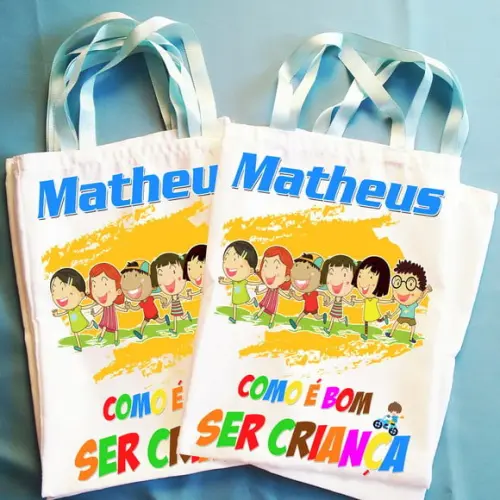 Bolsinha Ecobag Sacolinha Personalizada Dia das Crianças