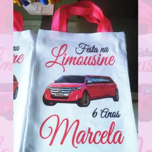 Bolsinha Ecobag Sacolinha Personalizada Festa na Limousine