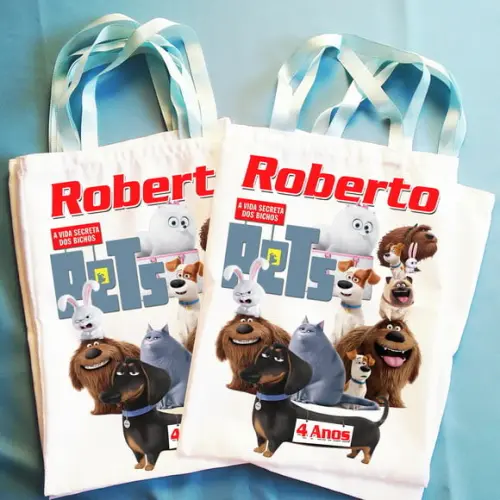 Bolsinha Ecobag Sacolinha Personalizada Filme Pets