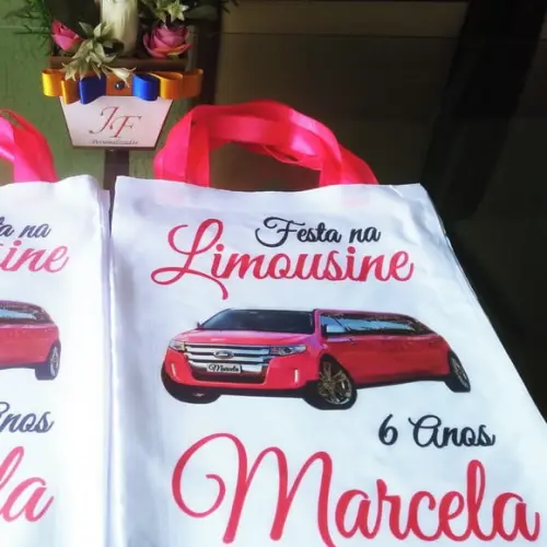 Bolsinha Ecobag Sacolinha Personalizada Festa na Limousine