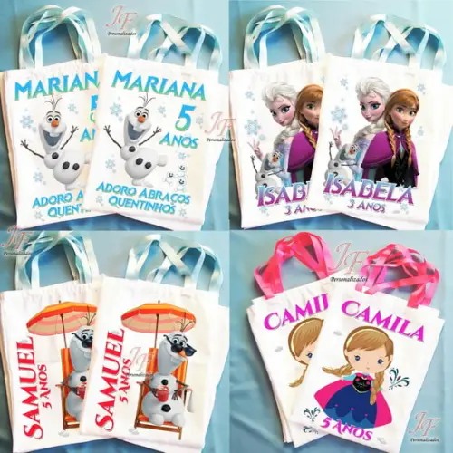 Bolsinha Ecobag Sacolinha Personalizada Frozen