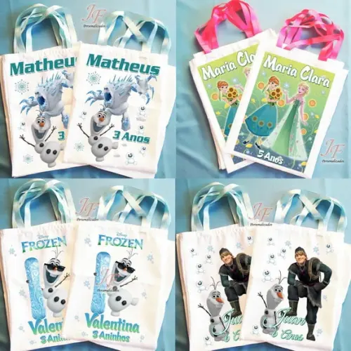 Bolsinha Ecobag Sacolinha Personalizada Frozen Fever