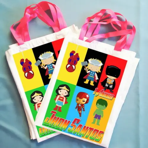 Bolsinha Ecobag Sacolinha Personalizada Heróis
